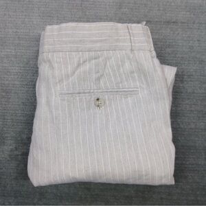 SUITSUPPLY Pants Men 32x25 Cropped Beige Linen Blend Zip Draw String